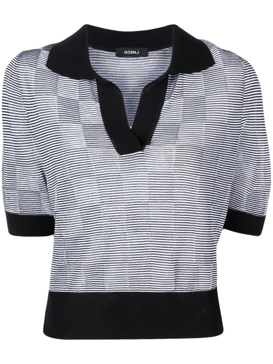 Checkerboard-Print Short-Sleeved Top
