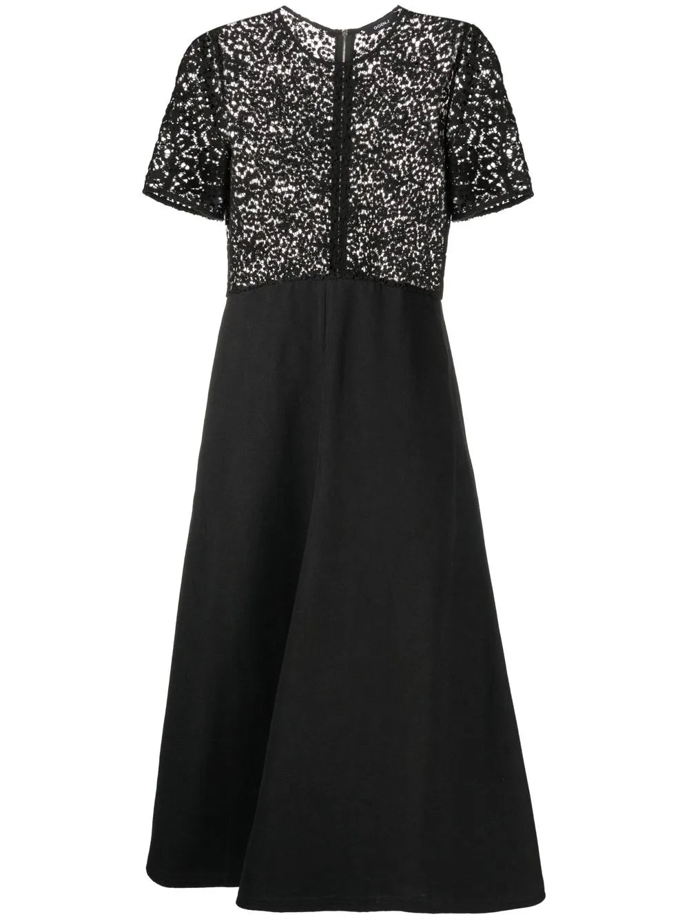 Macramé-Panel Midi Dress