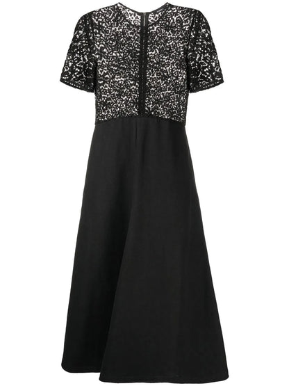 Macramé-Panel Midi Dress