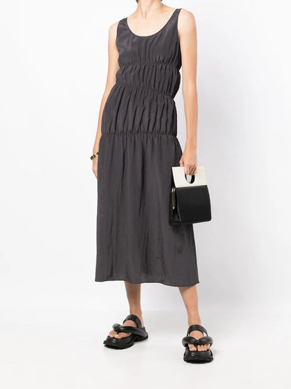 Ruched-Detail Midi Dress