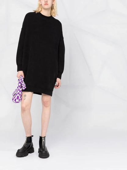 Grunge Crew Neck Sweatshirt Dress