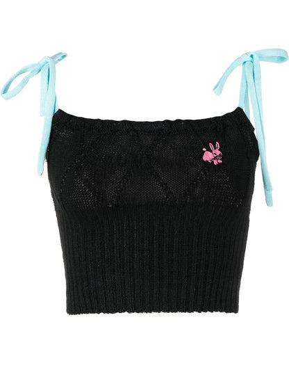Clio Floral-Embroidered Cropped Top