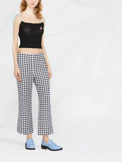 Clio Floral-Embroidered Cropped Top
