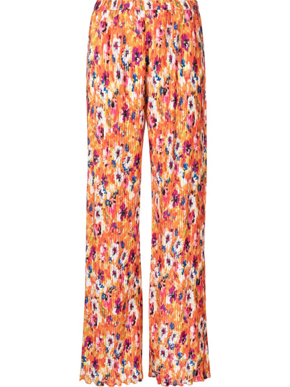 Pleated Floral-Print Trousers