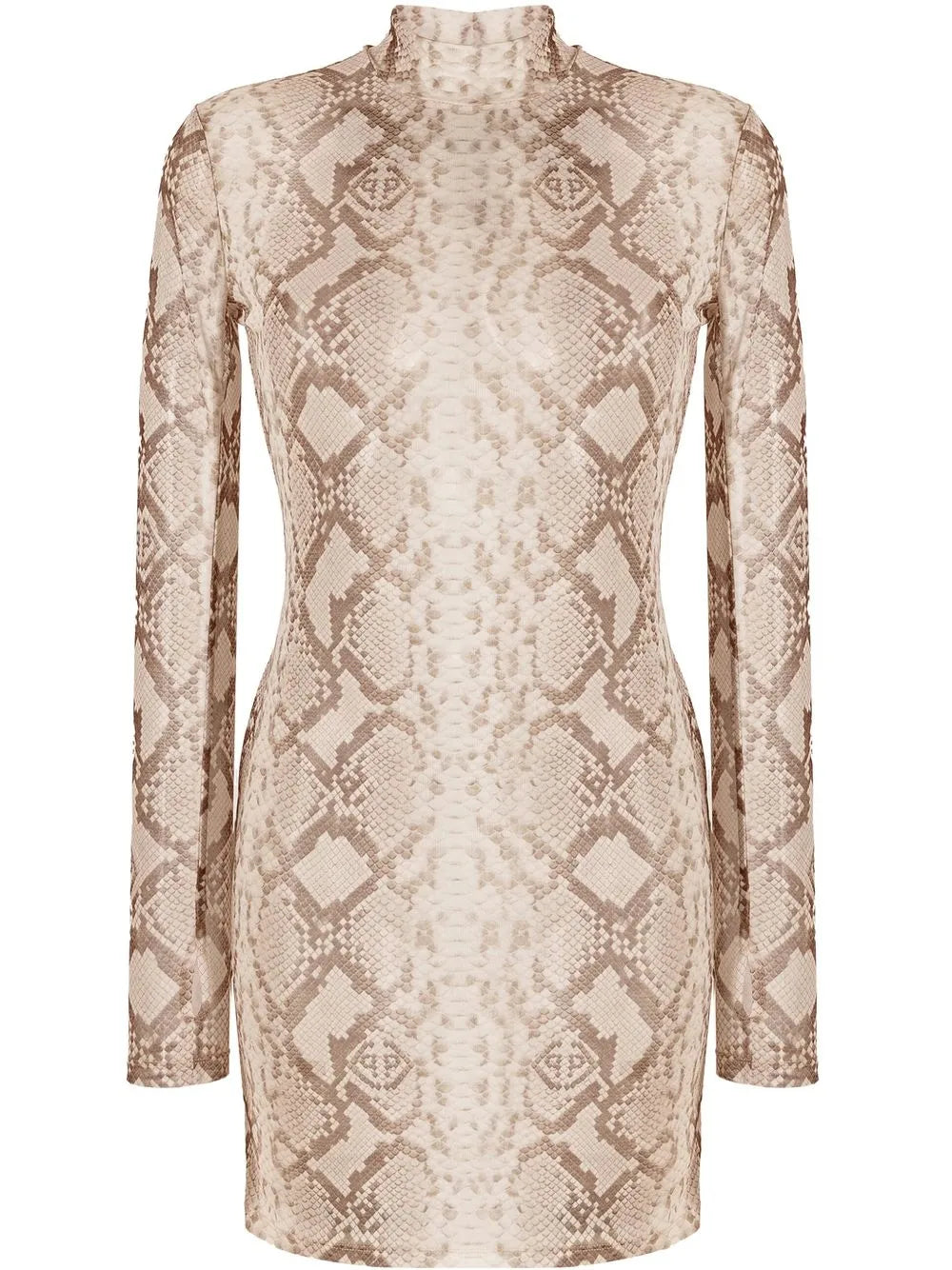 Snakeskin-Print Mock Neck Dress