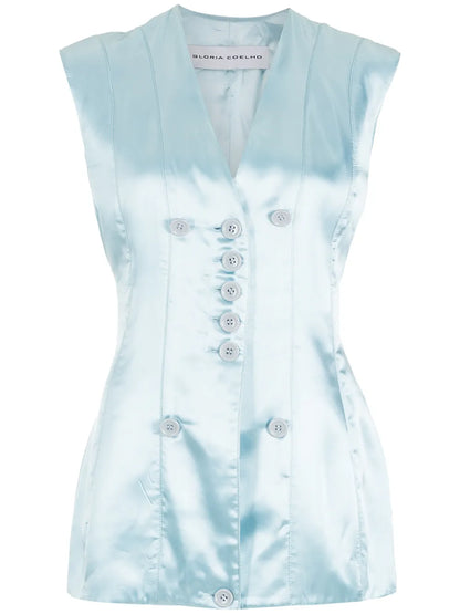 Satin-Finish Single-Breasted Vest