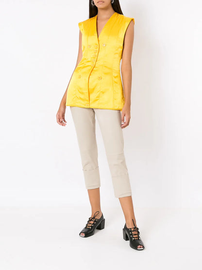 Satin-Finish Single-Breasted Vest