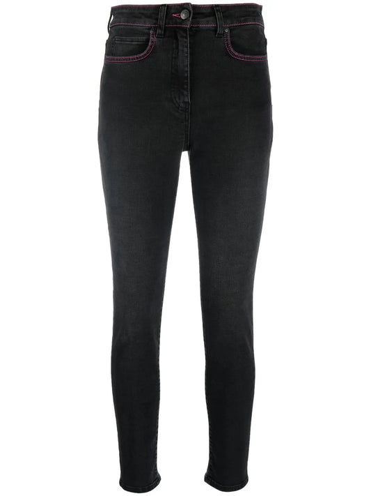 Tonal-Stitch Skinny Jeans