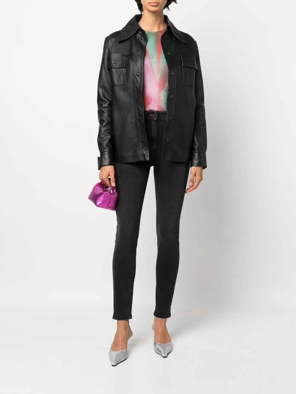 Tonal-Stitch Skinny Jeans