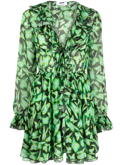 Butterfly Pattern Mini Dress