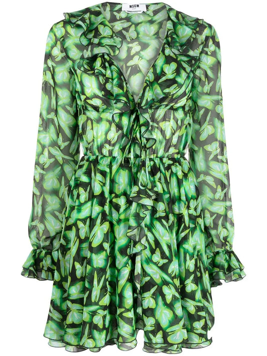 Butterfly Pattern Mini Dress