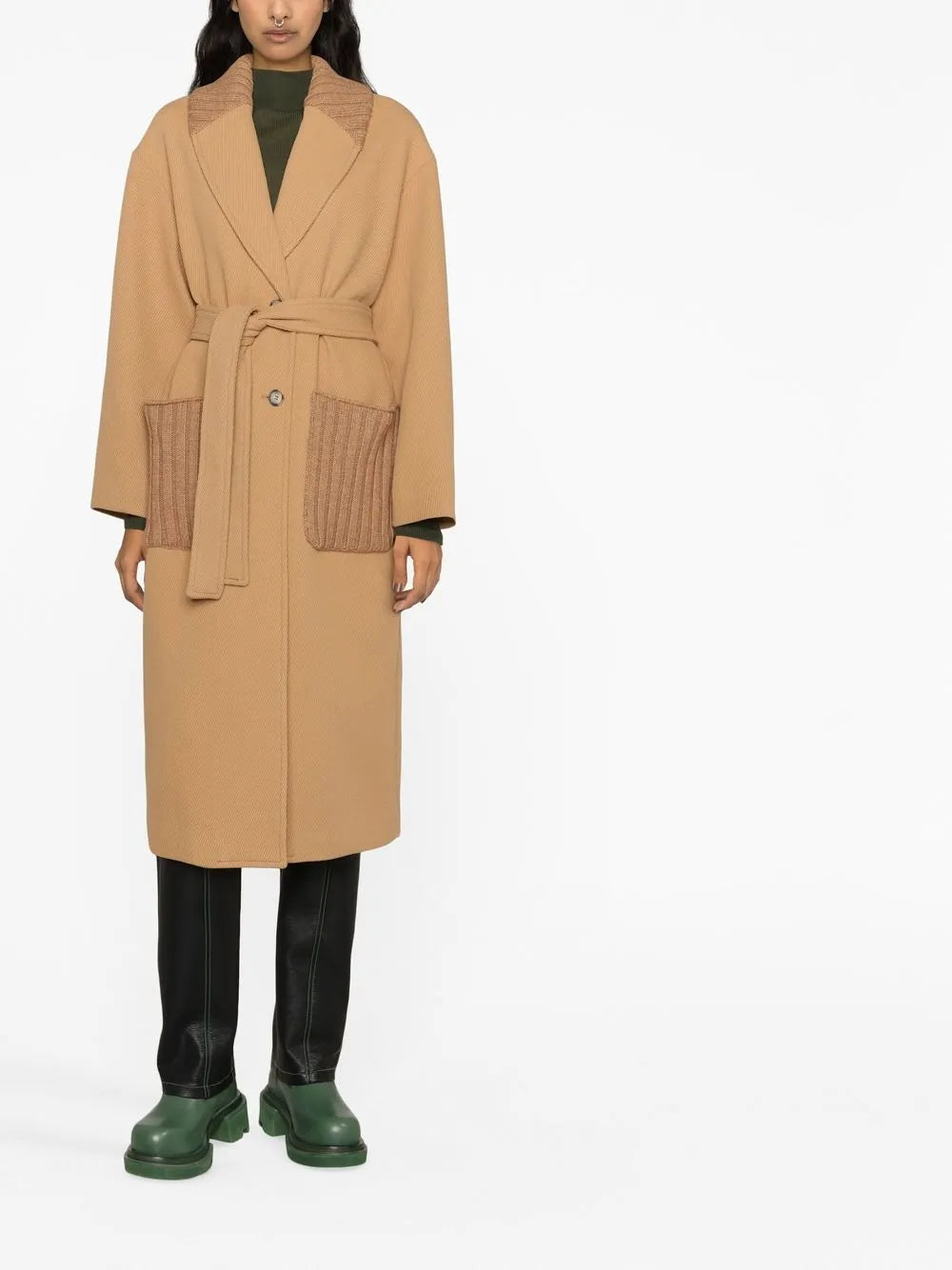 Single-Breasted Belted-Waist Coat