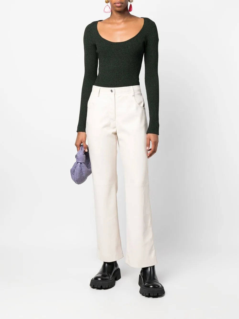 High-Waisted Faux-Leather Trousers