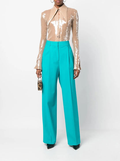 Straight-Leg Wool Trousers