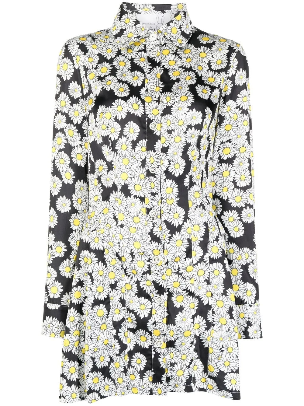 Daisy-Print Pleated Shirt Dress