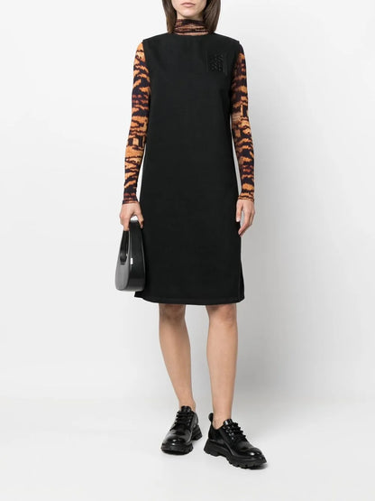 Sleeveless Logo-Patch Shift Dress