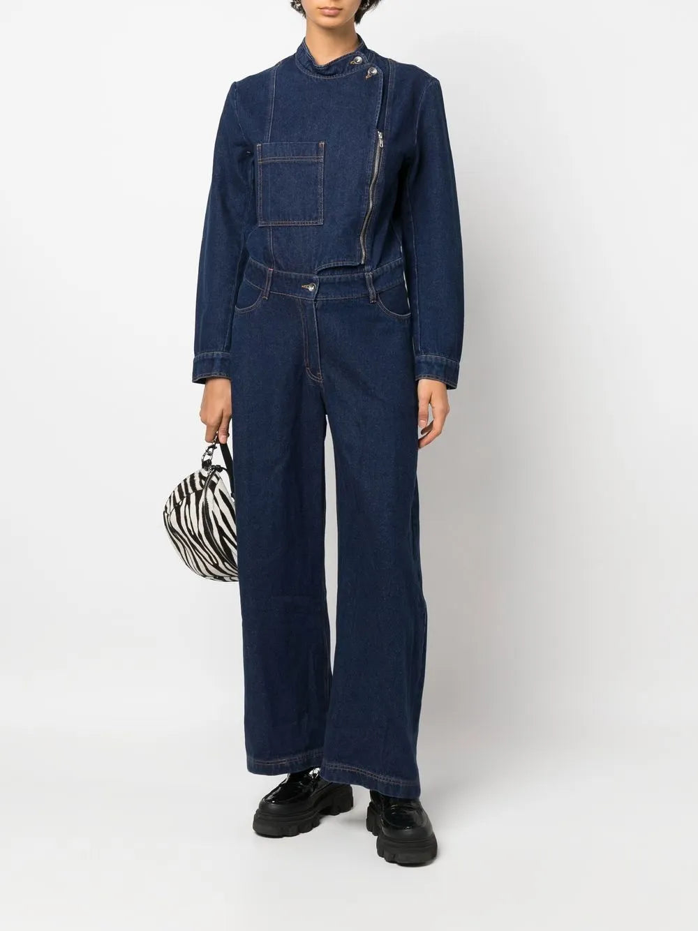 Zip-Detail Wide-Leg Jumpsuit