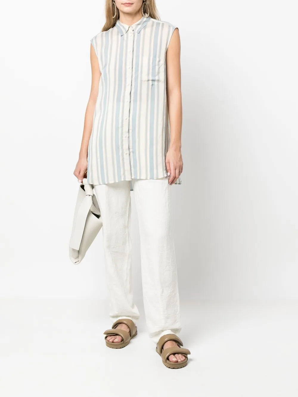 Stripe-Print Sleeveless Blouse
