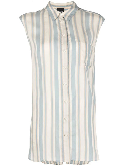 Stripe-Print Sleeveless Blouse