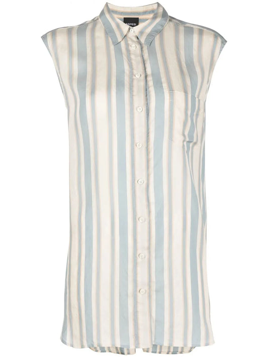 Stripe-Print Sleeveless Blouse