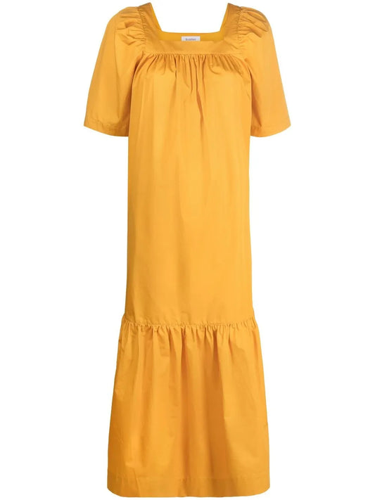 Ruched Short-Sleeved Maxi Dress
