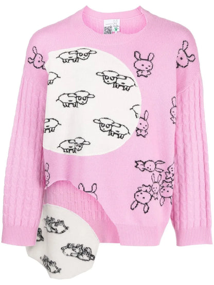 Animal Print Cable-Knit Jumper