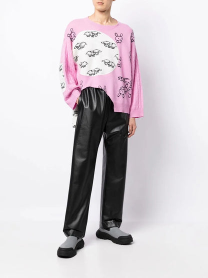 Animal Print Cable-Knit Jumper
