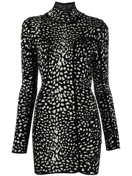 Leopard Jacquard Mini Dress