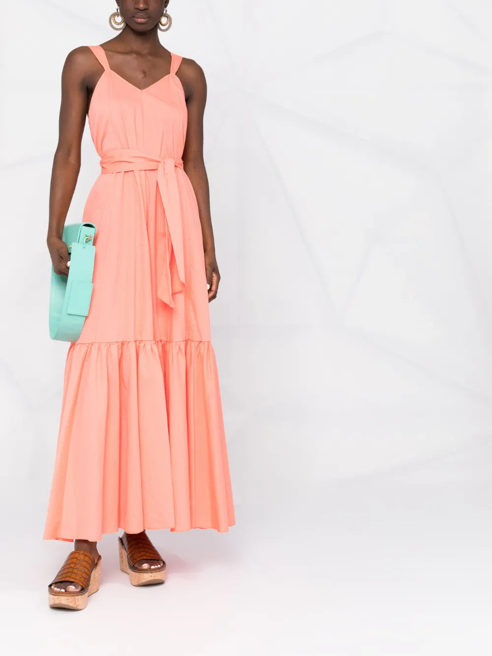Tied-Waist Tiered Dress