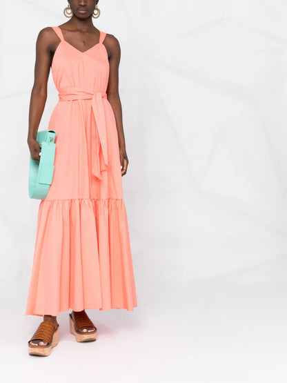 Tied-Waist Tiered Dress