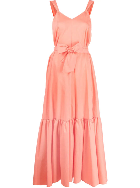 Tied-Waist Tiered Dress