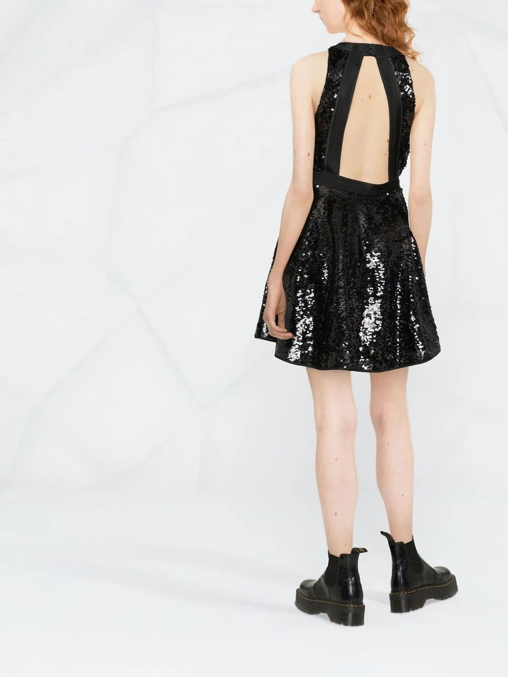 Sequin-Embellished Flared Dress