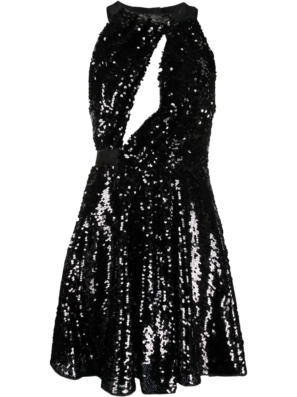 Sequin-Embellished Flared Dress