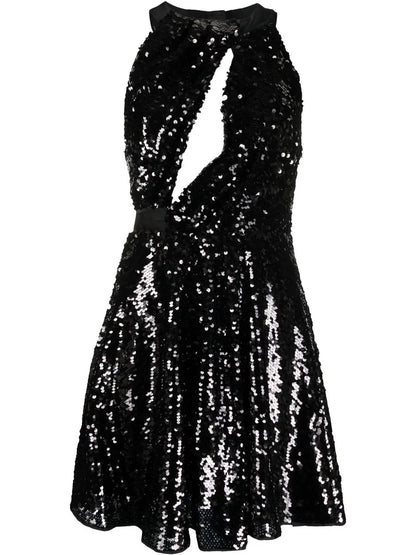 Sequin-Embellished Flared Dress