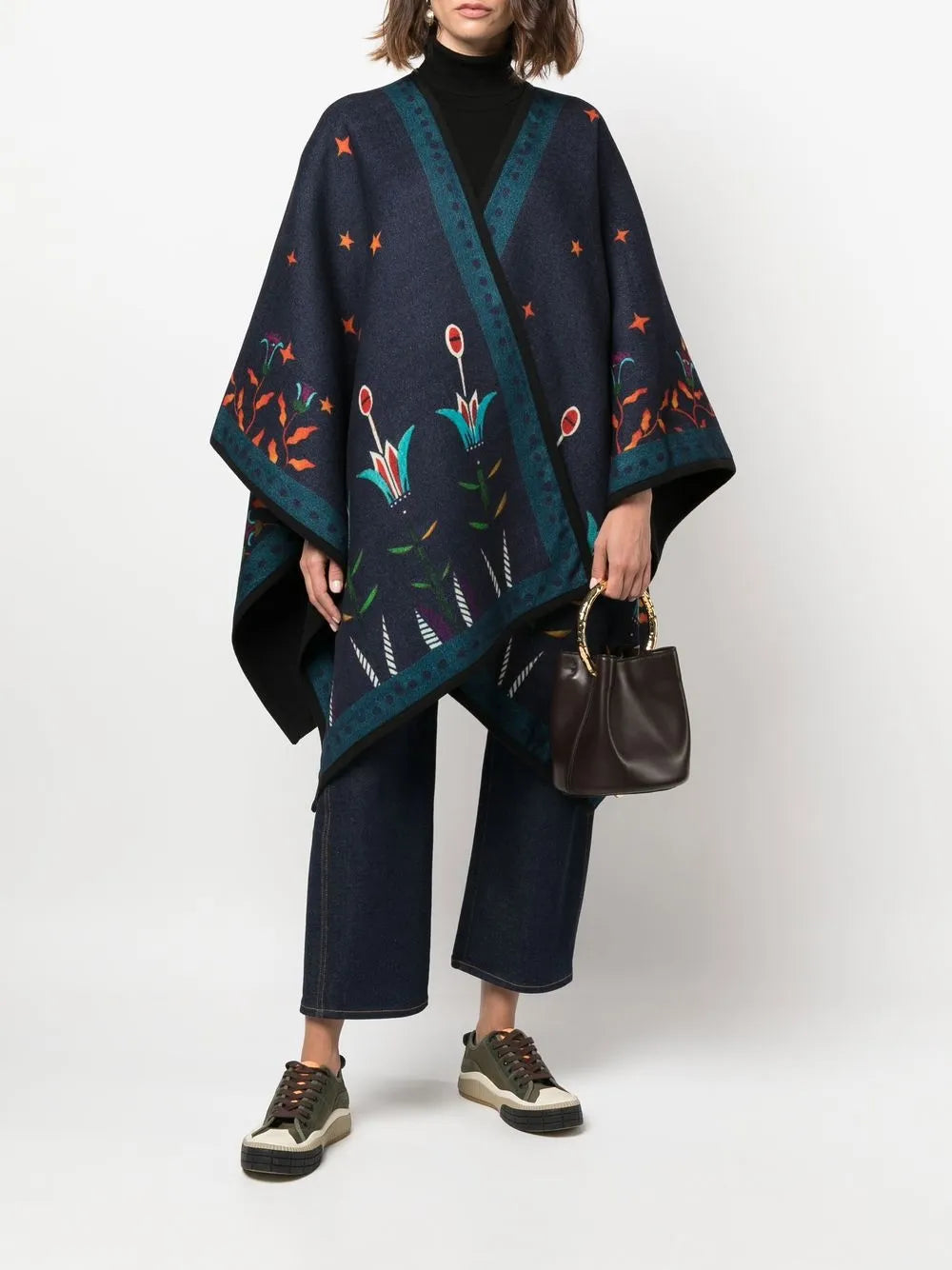 Graphic-Print Poncho