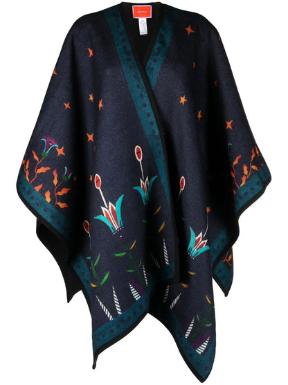 Graphic-Print Poncho