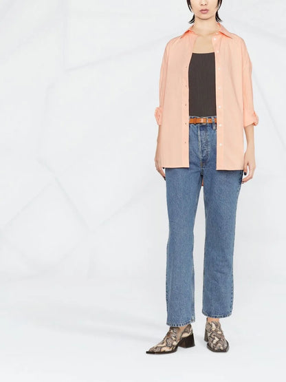 High-Waisted Straight-Leg Jeans