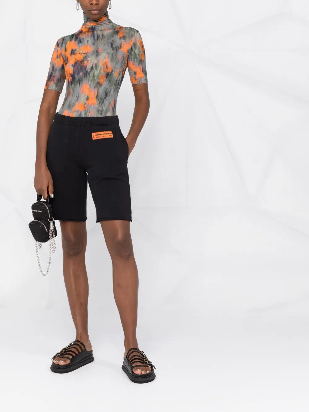 Logo-Patch Organic-Cotton Knee-Length Shorts