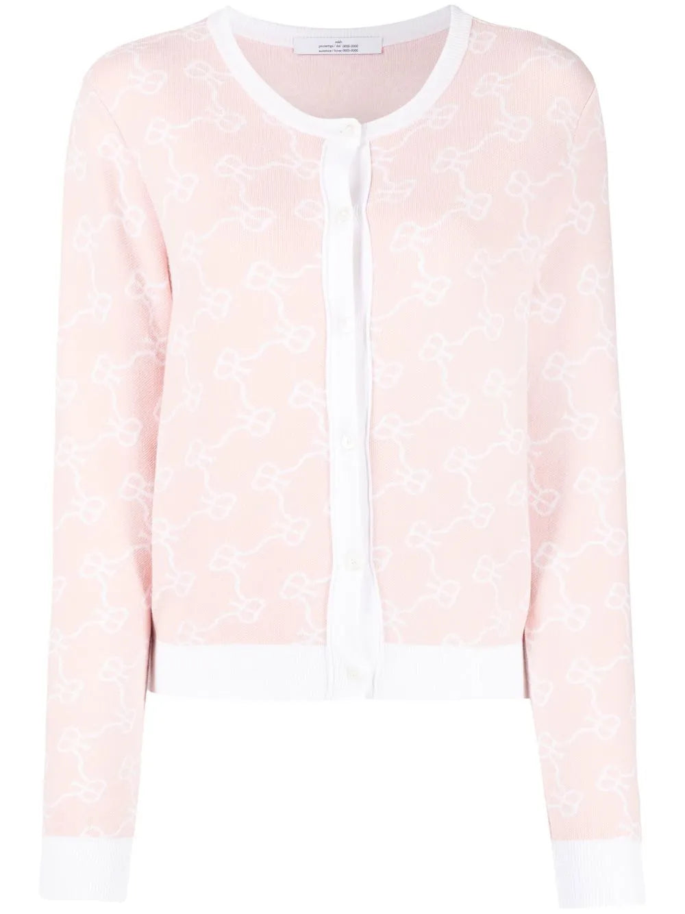 Monogram-Print Button-Up Cardigan