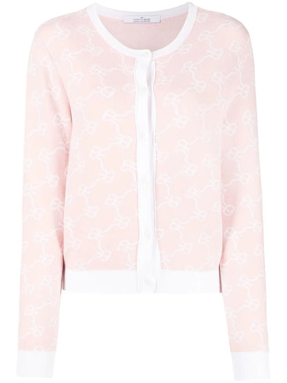 Monogram-Print Button-Up Cardigan