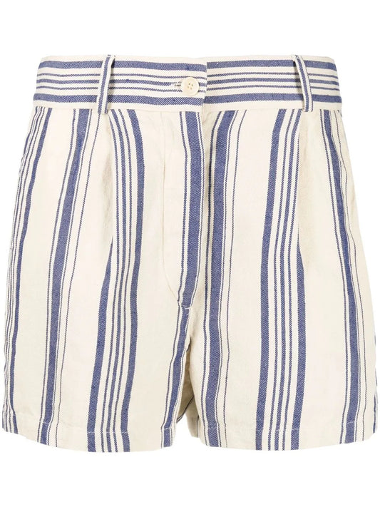 Stripe-Print High-Waisted Shorts