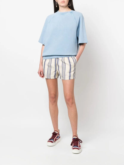 Stripe-Print High-Waisted Shorts