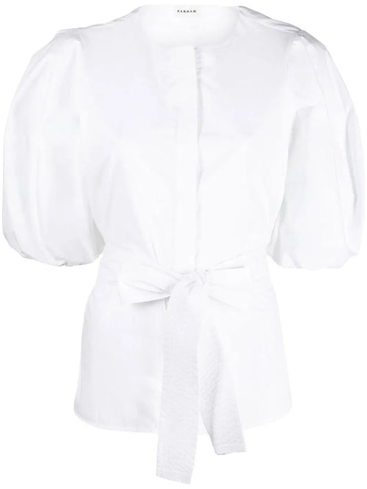 Puff-Sleeve Belted Shirt