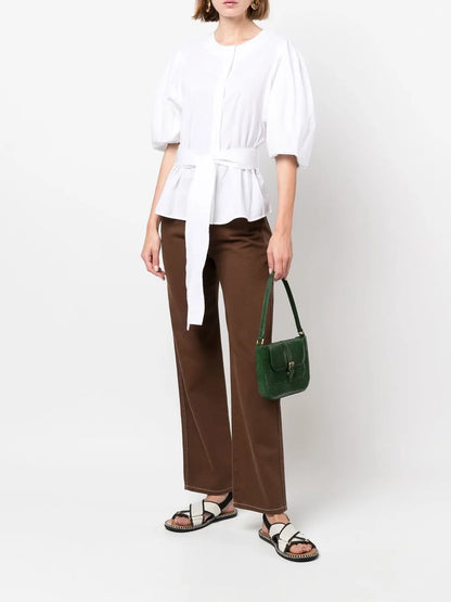 Puff-Sleeve Belted Shirt