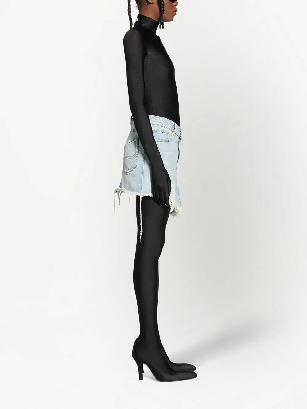 Cut-Up Denim Mini Skirt