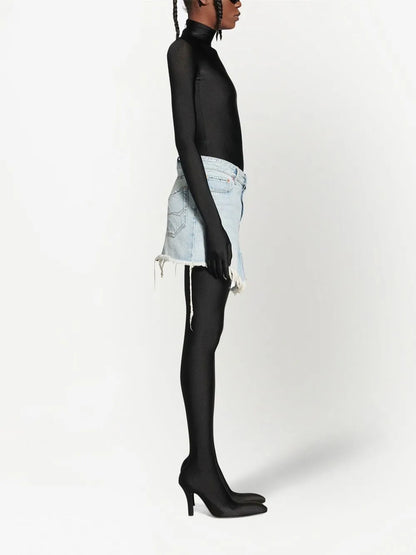 Cut-Up Denim Mini Skirt