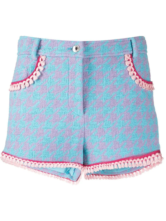 Houndstooth-Print Short Shorts