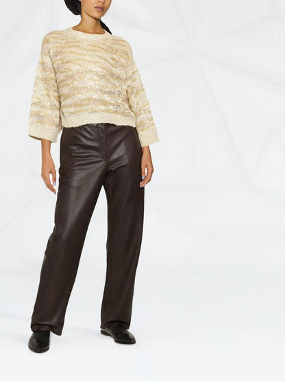 Sequin-Embellished Cropped Jumper