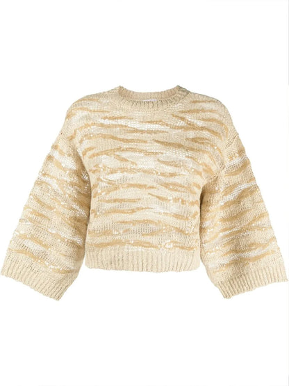 Sequin-Embellished Cropped Jumper