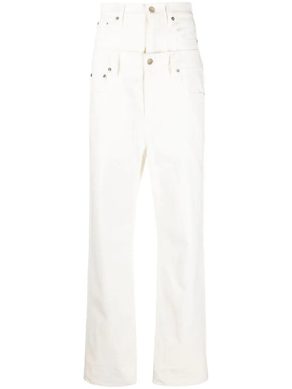 Double-Waist Straight-Leg Jeans